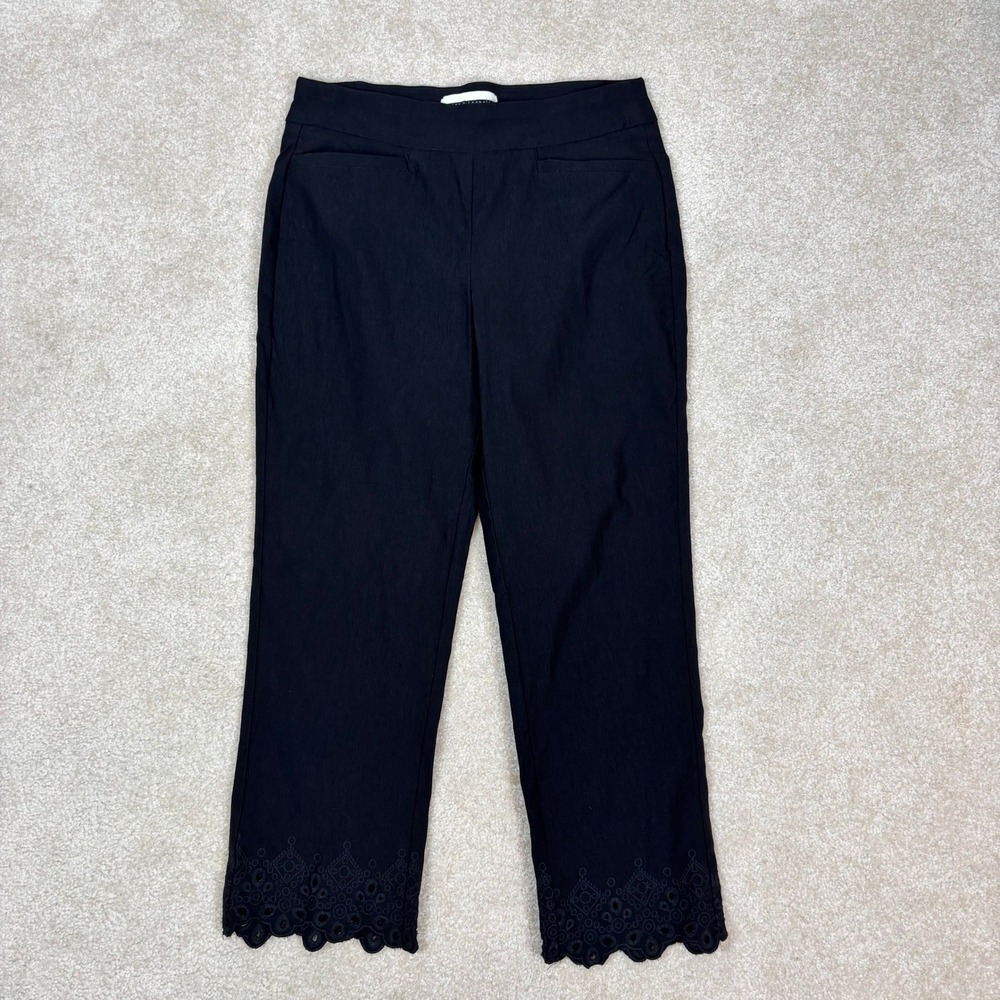 Jules‎ & Leopold Black Eyelet Scallop Hem Cropped Pull On Pants ML26224CHU Small